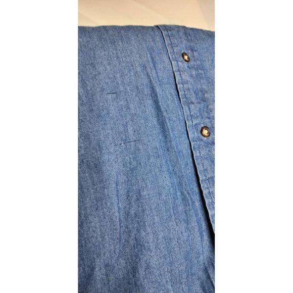 VTG Field Gear Mens XL‎ Band Collar Denim Shirt Long Sleeve Button Up  Western - Picture 3 of 4